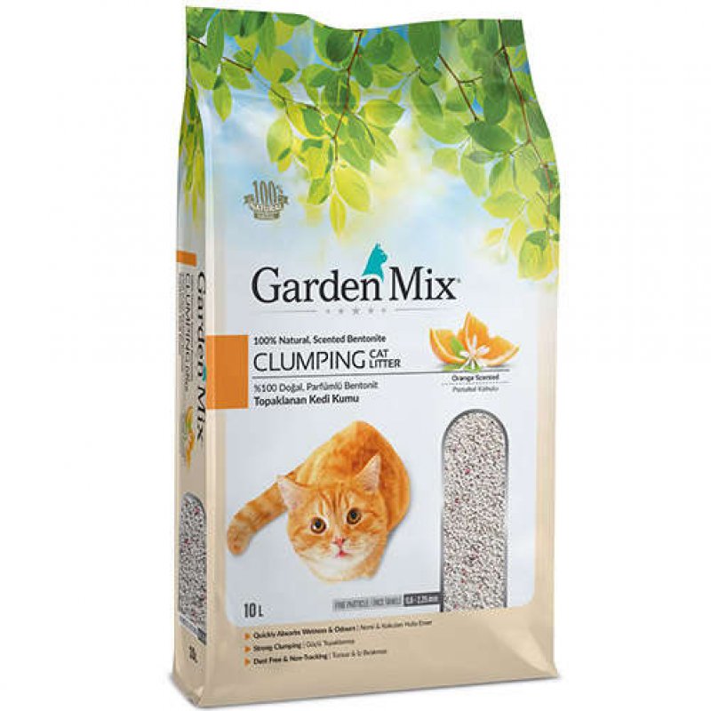  | Garden Mix Portakallı 10 LT Topaklanan İnce Kedi Kumu 